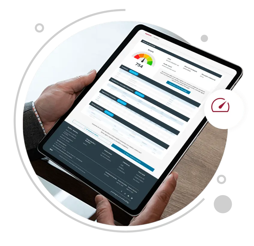 tablet mostrando o relatório de consulta