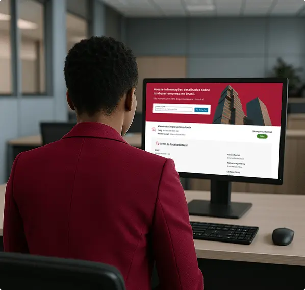 mulher realizando a consulta cadastral através da Equifax BoaVista