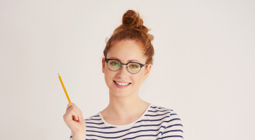 Woman holding pencil