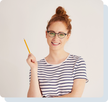 Woman holding pencil